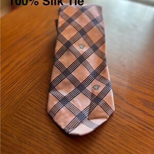 Versace Pink and Black Checkered Silk Tie